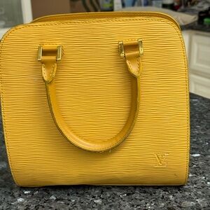 Louis Vuitton Pont Neuf Handbag Epi Leather Yellow Lv Logo Engraved